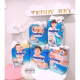 Bỉm Moony Xanh [MẪU MỚI]DATE MỚI NB90/S84/M64/L54 - quần M58/L44/XL38 Siêu thấm hút