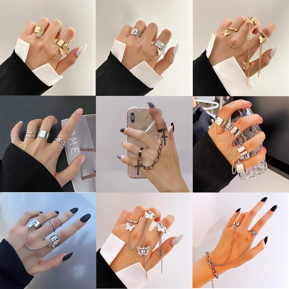 iF YOU Nhẫn   kiểu chữ thập/ bướm/ mạ vàng/ bạc phong cách cổ điển thời trang cho nữ