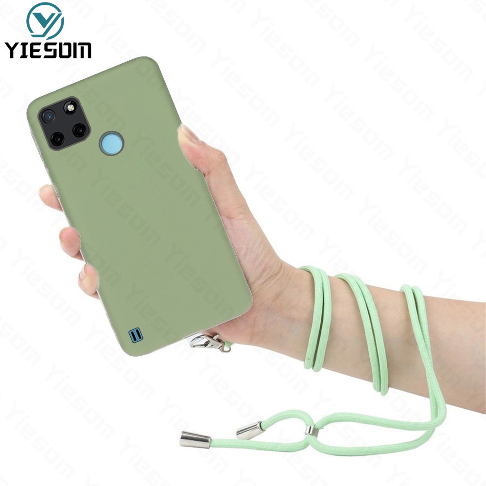 Ốp Điện Thoại TPU Mềm Màu Kẹo Có Dây Đeo Cổ Cho Oppo Realme C21Y C25Y C21 C15 C12 C20 C11 2021 C25 C25S