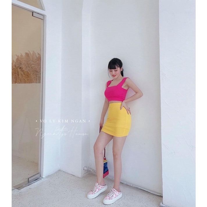 Set áo 2 bảng lớn chân váy ôm - hình thật - freesize dưới 52kg - carotshop