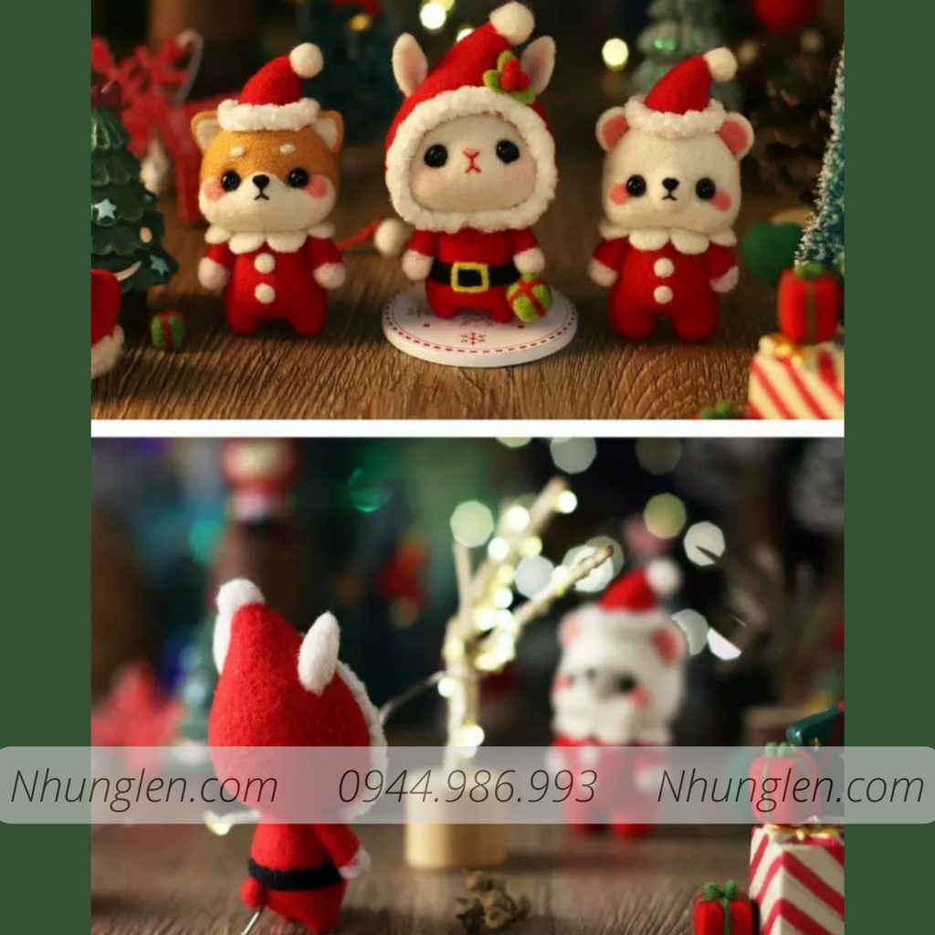 [NOEL] Bộ len chọc làm quà Giáng Sinh đơn giản - Có hướng dẫn và video - Needle felting Christmas Gift