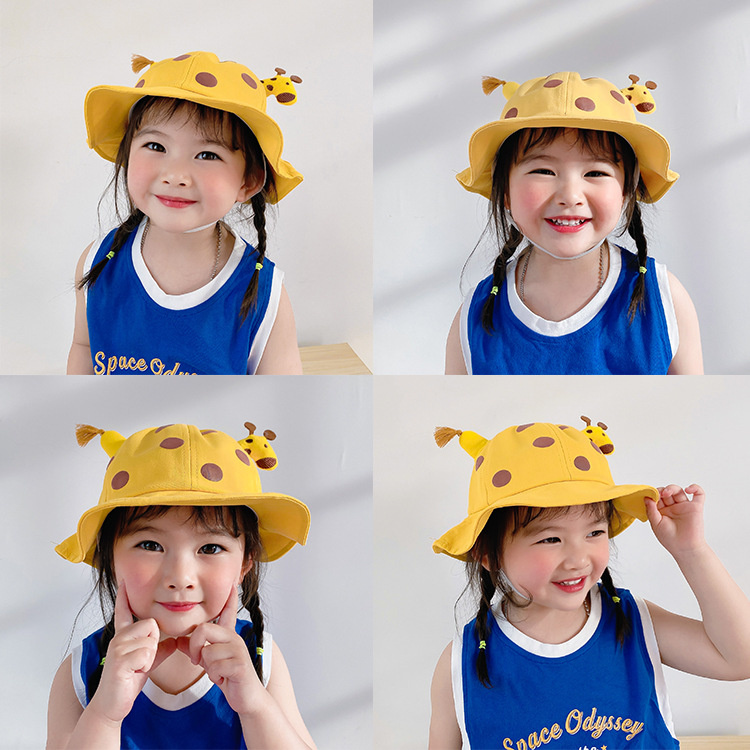 Nón Tai Bèo Luckycandy Che Nắng Chống Thấm Nước Hình Hươu Cao Cổ Có Thể Tháo Rời Cho Bé 0-2 Tuổi