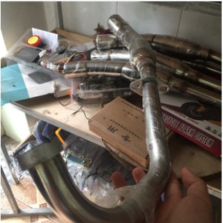 Cổ pô Titanium 304 có bầu hơi tổ ong Ex150 - Ex135 - Winner150