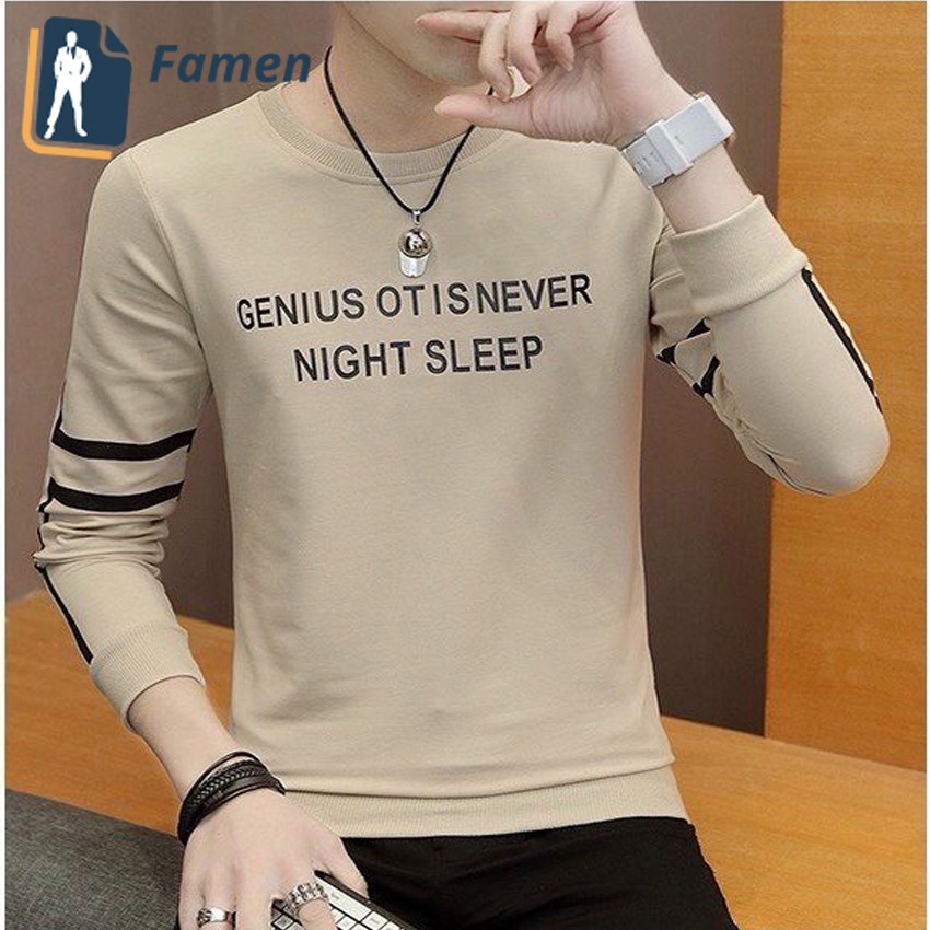 Áo thun tay dài nam, cổ tròn, chất cotton co giãn chống xù cao cấp tại shop Famen | BigBuy360 - bigbuy360.vn