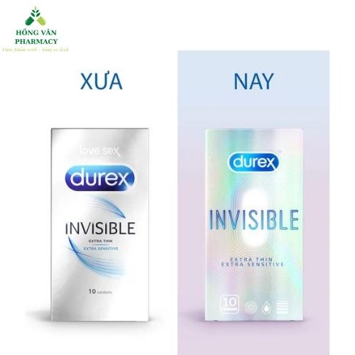 Bao cao su Durex INVISIBLE Siêu Mỏng (10Bao/hộp), Siêu mỏng cho cảm giác chân thật nhất (Có che tên khi giao hàng)