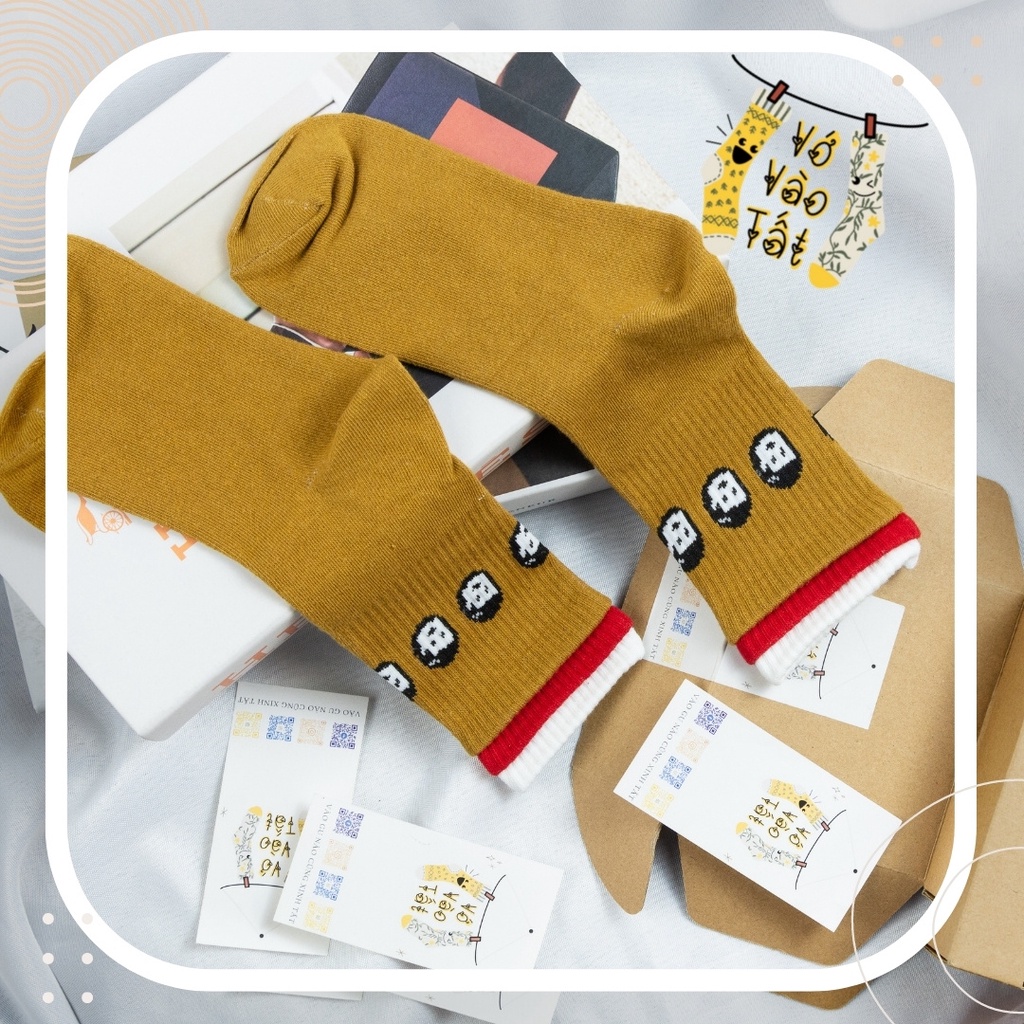 TẤT VỚ CỔ CAO UNISEX NHẤN 3 TẦNG CỰC ĐỘC