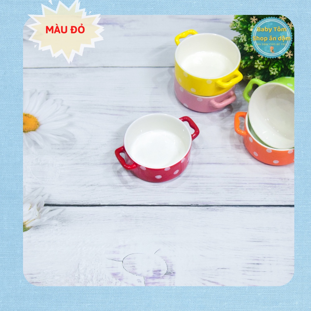 Bát gốm sứ ăn dặm hình Nồi chấm bi dung tích 100ml, Baby Tôm