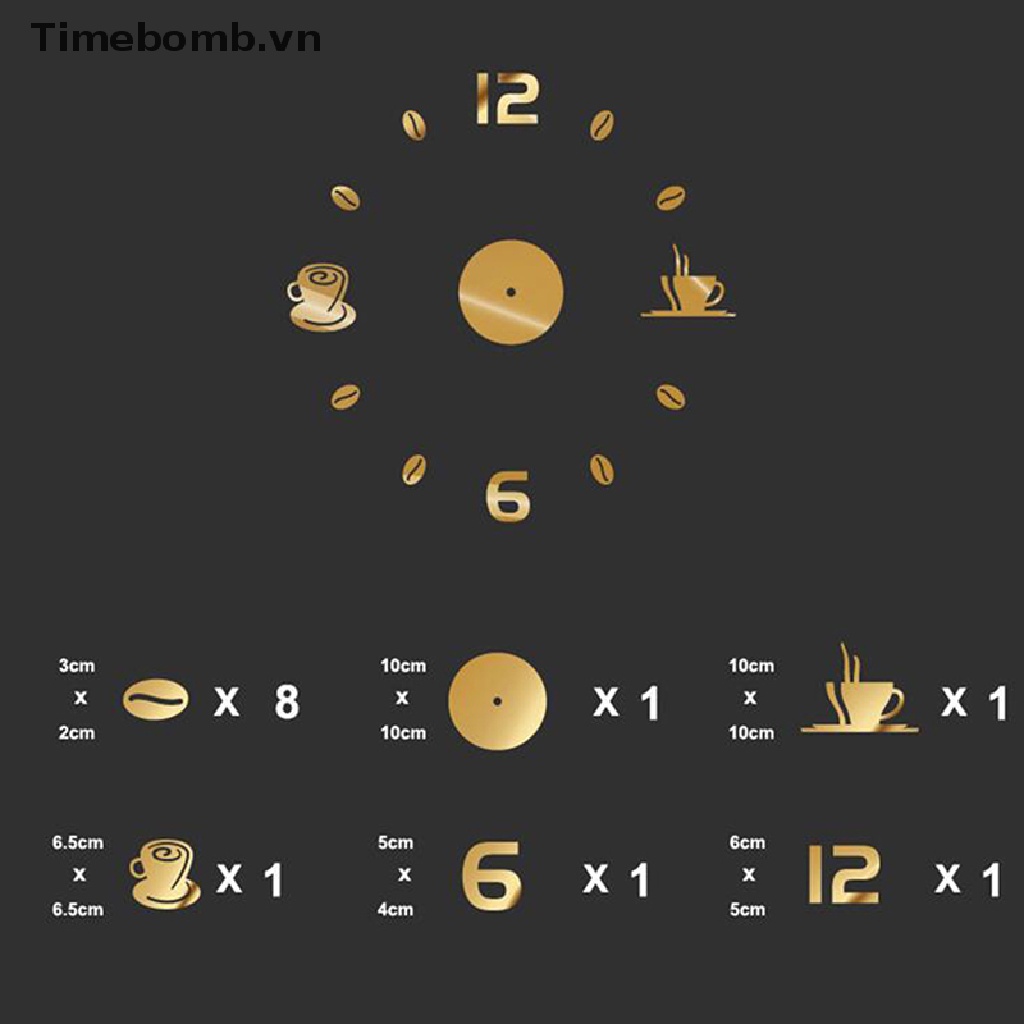 Đồng Hồ Treo Tường 3d Tự Dính Trang Trí Nhà Cửa / Văn Phòng