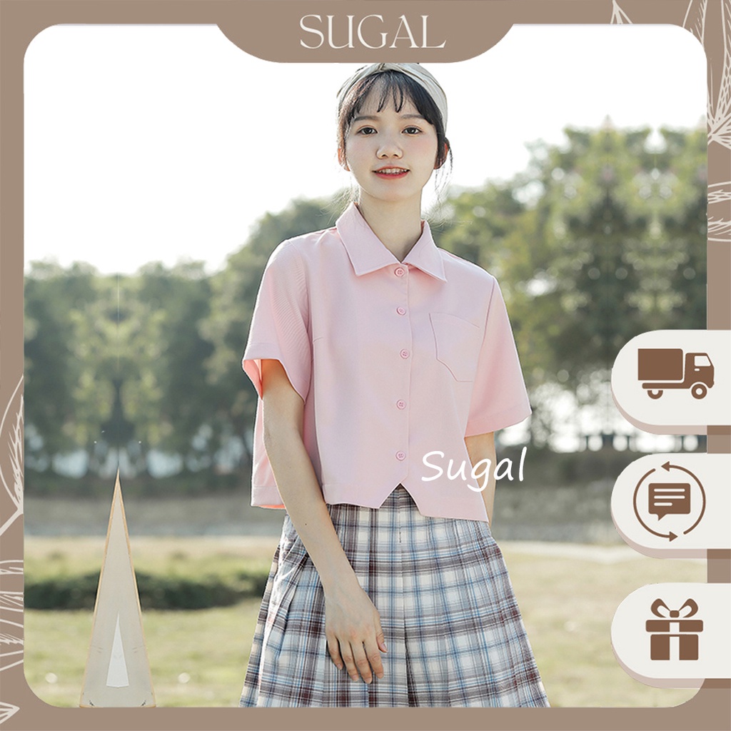 Áo Sơ Mi Nữ Ngắn Tay Mùa Hè Dáng Croptop Thời Trang Sugal SO MI NU 026