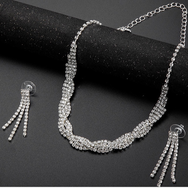 Bộ Phụ Kiện Trang Sức Set 2 Món Đính Đá Cao Cấp Thiết Kế Sang Trọng UMI CA301