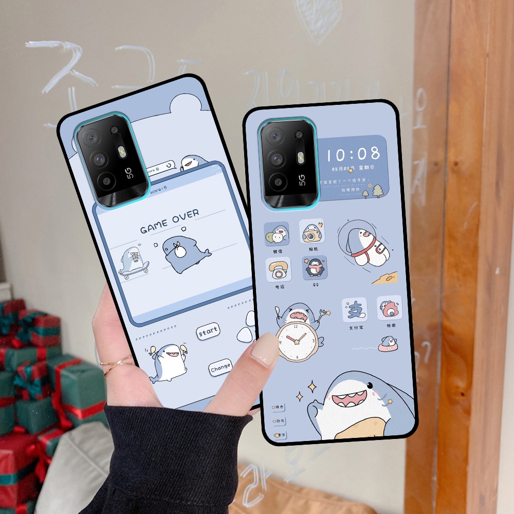 Ốp Oppo A95 5G in hình nền cá mập đáng yêu giá rẻ