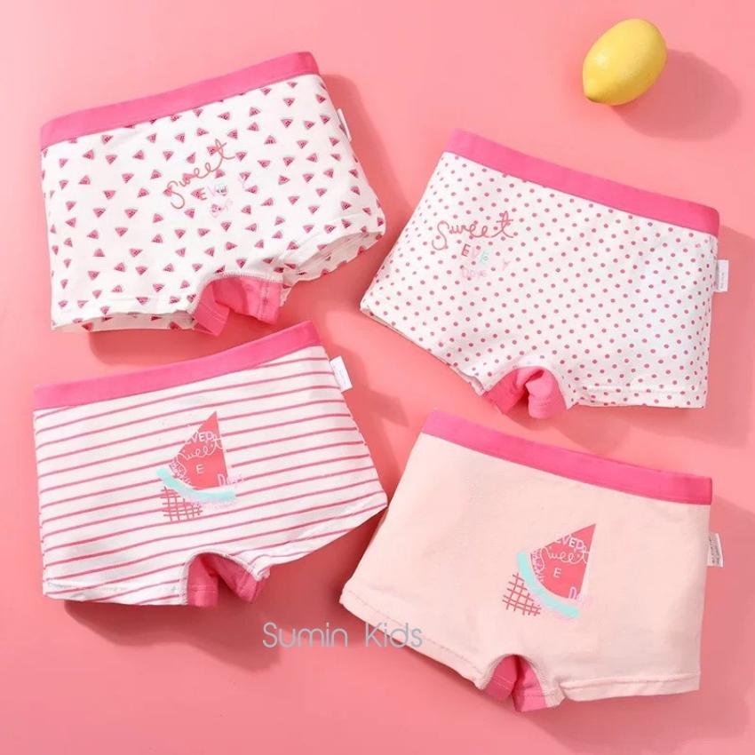 Quần chip bé gái mẫu quần chip đùi cho bé gái họa tiết dễ thương vải cotton 1 sét gồm 4 cái Sumin Kids(mẫu ngẫu nhiên ạ)