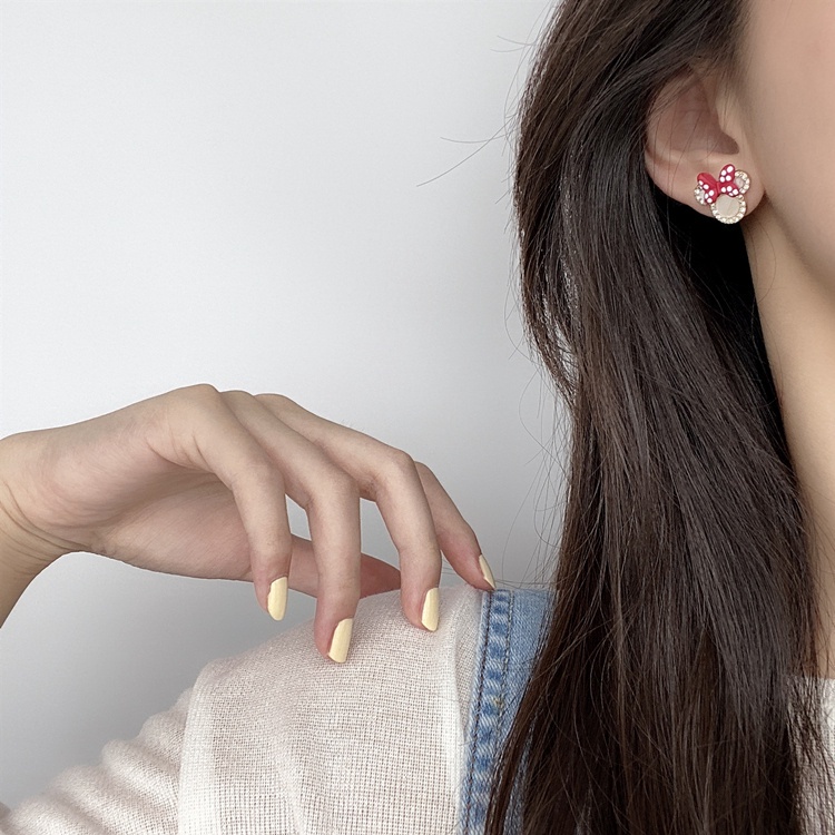 Bông Tai Hình Gấu Đính Đá Lấp Lánh Dễ Thương Phong Cách Hàn Quốc Cho Nữ