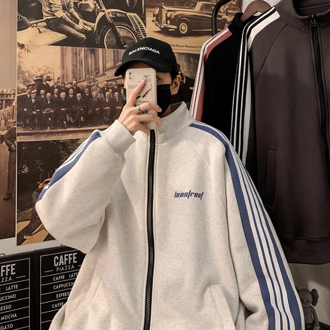 Áo Khoác Thể Thao LeasTreet - MayLinh Shop- Sweater Hoodie Nam Nữ Unisex- Chất Nỉ Gân Dày Đẹp Form Rộng - 3 Sọc Màu Xám