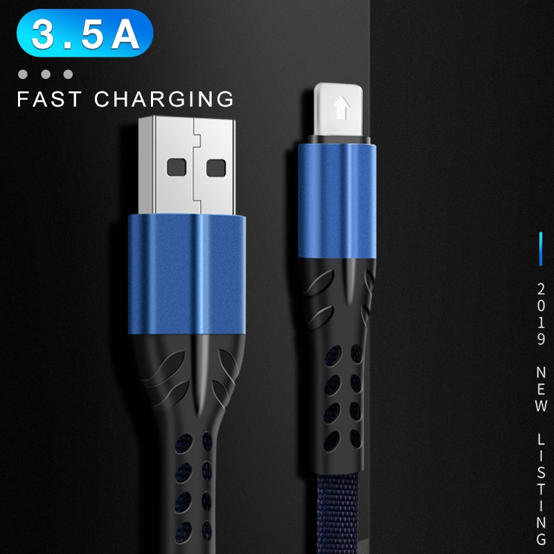 3.5A 1M Weaving Nylon Fast Charging Data Line Micro USB Type-C Lightning USB Cable For Android IOS