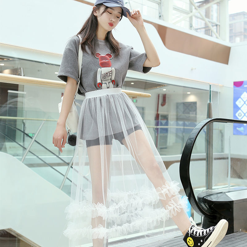 Fairy Skirt Single Layer Yarn High Waist Yarn Skirt A Women's Long Pettiskirt Midi skirt D148 | BigBuy360 - bigbuy360.vn
