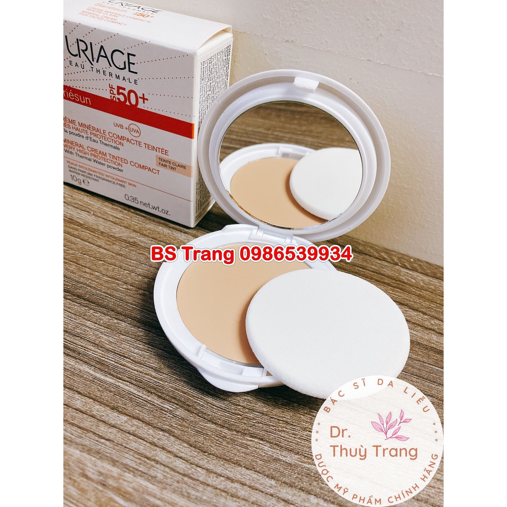 Kem phấn trang điểm chống nắng vật lý giàu khoáng, che phủ cao, bảo vệ da URIAGE BARIESUN SPF50+ COMPACT CLAIR 10GR