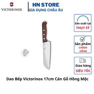 Dao bếp victorinox santoku cạnh sáo 17cm cán gỗ hồng mộc - thụy sĩ