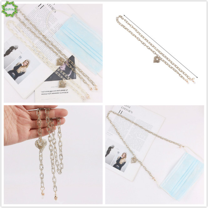 Dây đeo giữ mắt kính phối kiểu trái tim đính kim tuyến lấp lánh 68cm | BigBuy360 - bigbuy360.vn