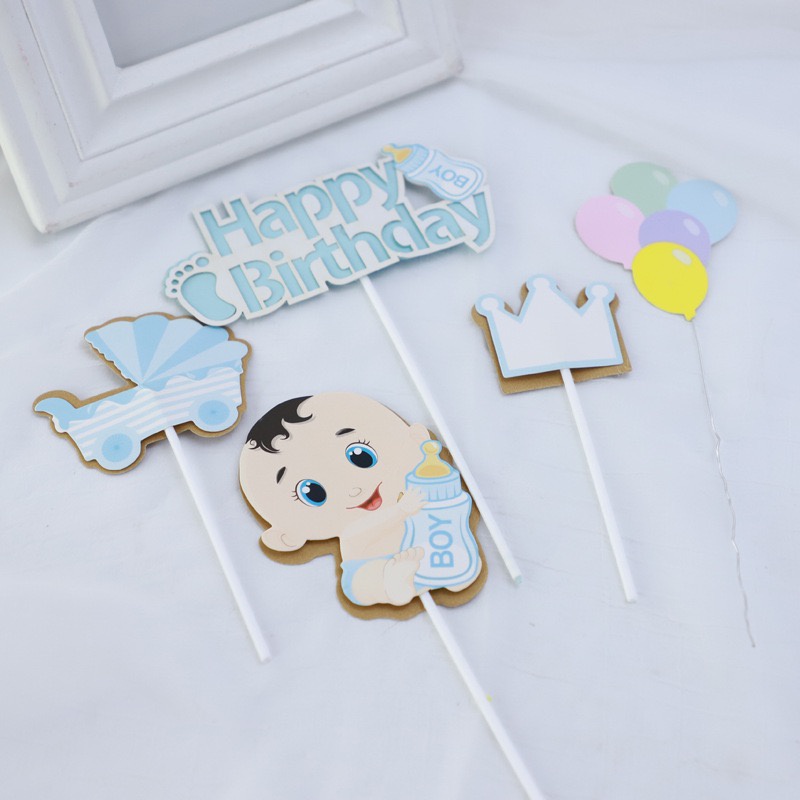 Set que cắm trang trí bánh kem, bánh sinh nhật chủ đề Búp bê Vinyl