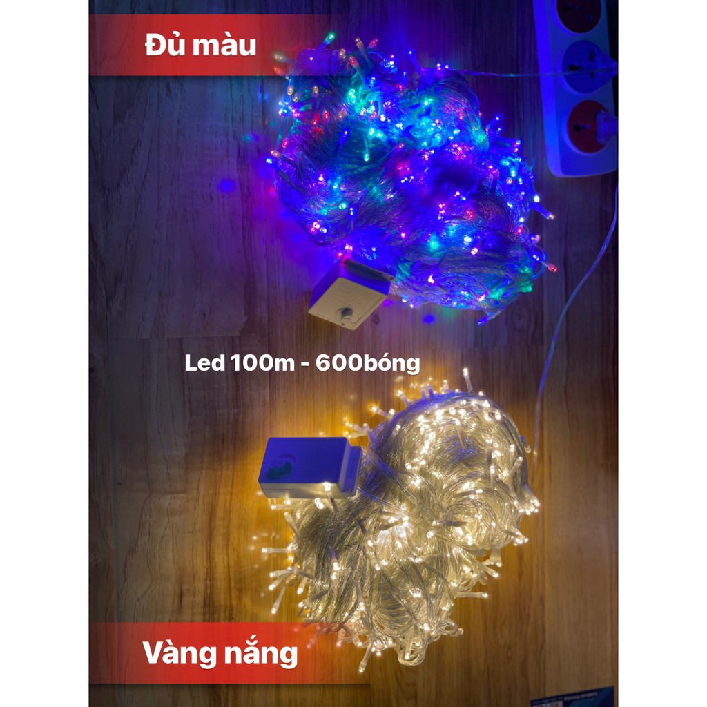 Bộ dây đèn led chớp 100m - 600b- vàng nắng