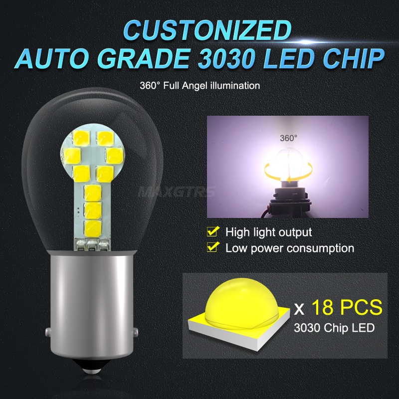 Set 2 Bóng Đèn Led Tín Hiệu Tự Động 1156 BA15S BAU15S P21W 1157 BAY15D P21 / 5W 3000K 6000K Ánh Sáng Trắng Dành Cho Ô Tô