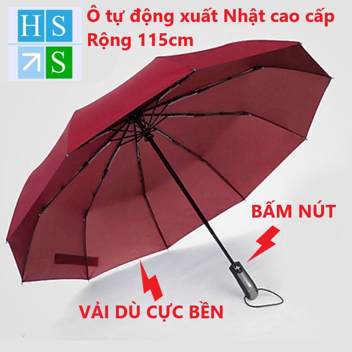 Ô dù tự động mở và gấp bằng nút bấm (Hàng xuất Nhật) loại 10 nan rộng 115 cm - NPP HS Shop