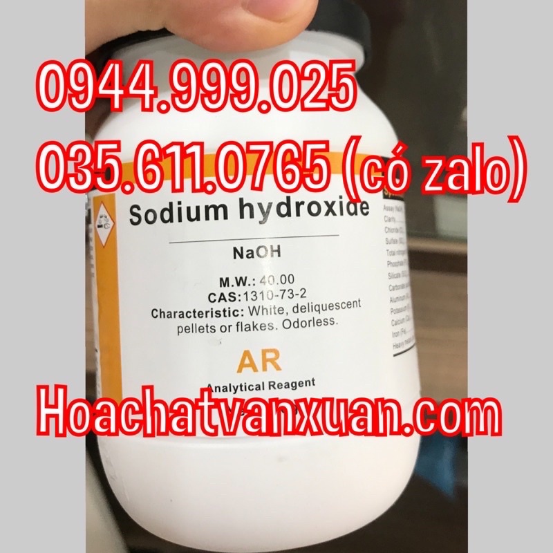 Xút bột Natri hydroxit NaOH Sodium hydroxide lọ 500g làm xà phòng