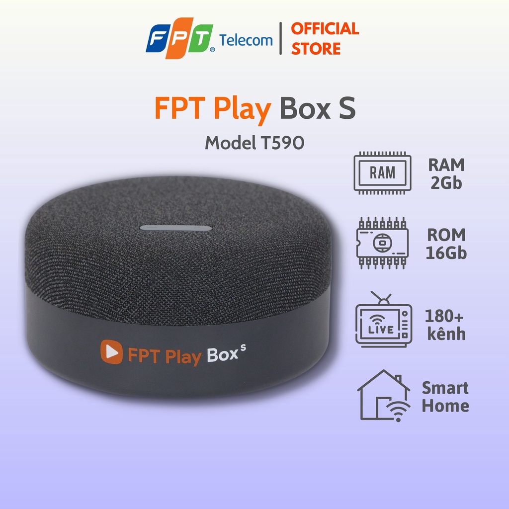 FPT Play Box S 2021 - Model T590 - TV Box Tích Hợp Loa Thông Minh - RAM 2Gb ROM 16Gb - AndroidTV 10