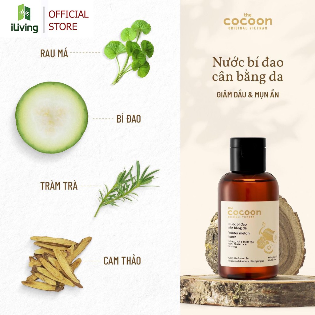 Nước Cân Bằng Cocoon Bí Đao - Winter Melon Toner Cân Bằng Độ pH, Giảm Dầu &amp; Mụn Ẩn