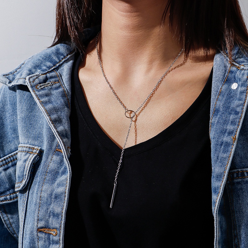 Vòng cổ Sợi Xích Kim Loại Phong Cách Punk Đơn Giản Thời Trang