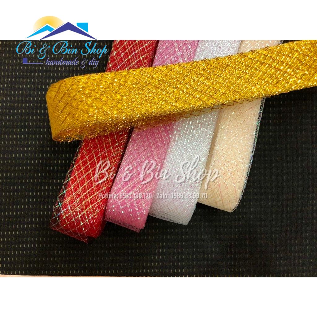 Sỉ Xấp 22m Ruy Băng Lưới Karo Rộng 4,5cm Làm Bó Hoa Cưới, Hoa Cô Dâu Và Phụ Kiện Trang Trí