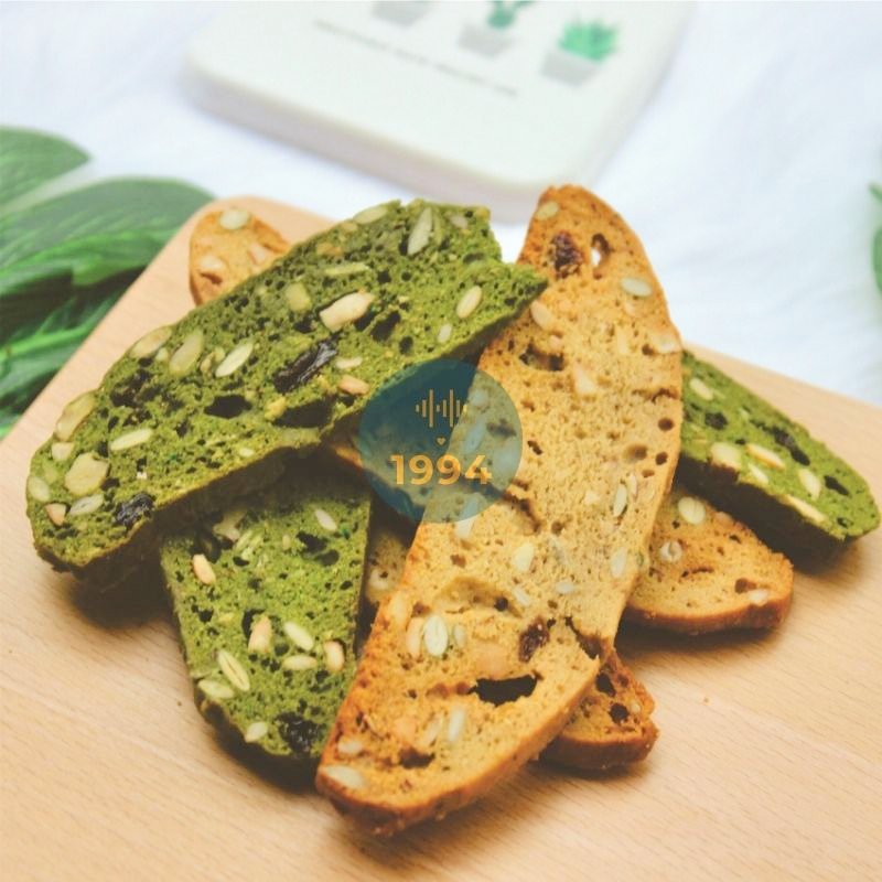 Bánh ăn kiêng Biscotti mix 5 vị 100gr 1994food - truyền thống, trà xanh, cacao, than tre, tắc hạt chia siêu | BigBuy360 - bigbuy360.vn