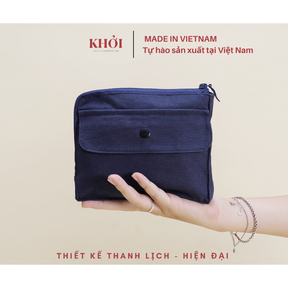 Combo 02 Ví Vải Đa Năng MULTI POUCH Nhiều Ngăn, Phụ Kiện Văn Phòng Thanh Lịch 2021 (Tặng chổi quét bụi bàn phím)