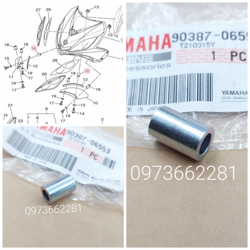 Bạc, cục canh bắt body kit, nhựa mặt nạ xe EXCITER 2005-2010 zin Yamaha