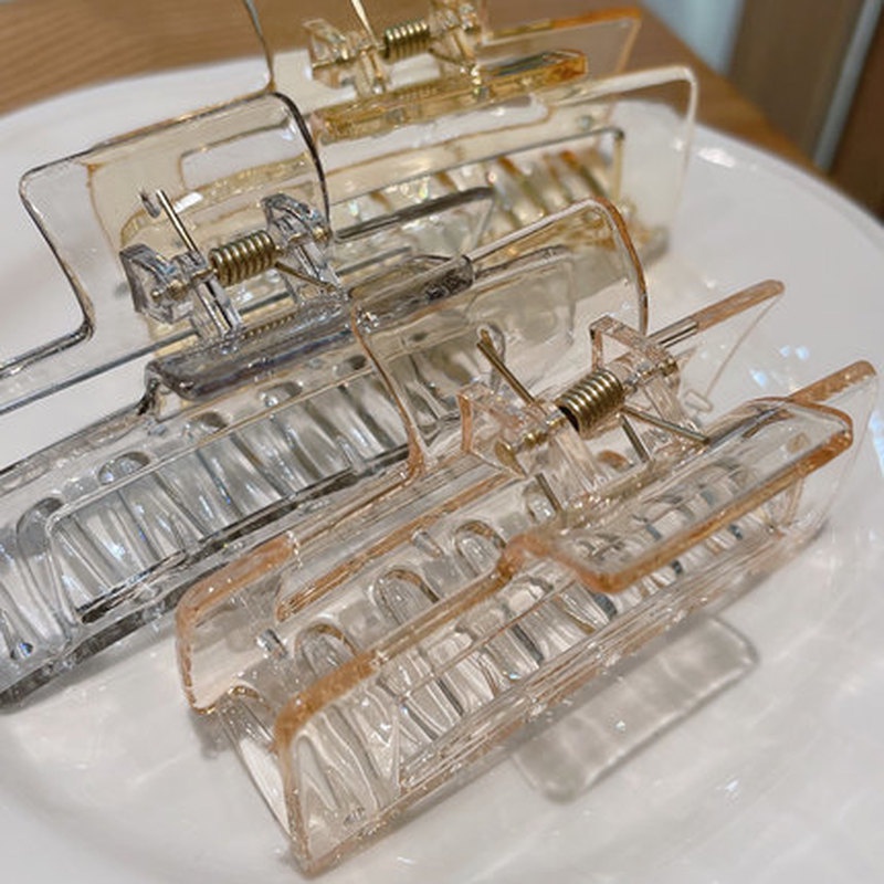 Kẹp Tóc Trong Suốt Bằng Nhựa Acrylic Hình Vuông Cỡ Lớn Thời Trang Cho Nữ