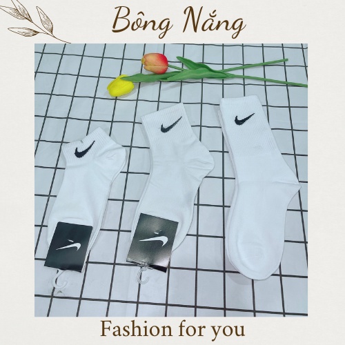 Vớ nam nữ Nike nhiều size, tất nam nữ nike 3 size màu trắng hàng dệt kim chất lượng cao thời trang unisex