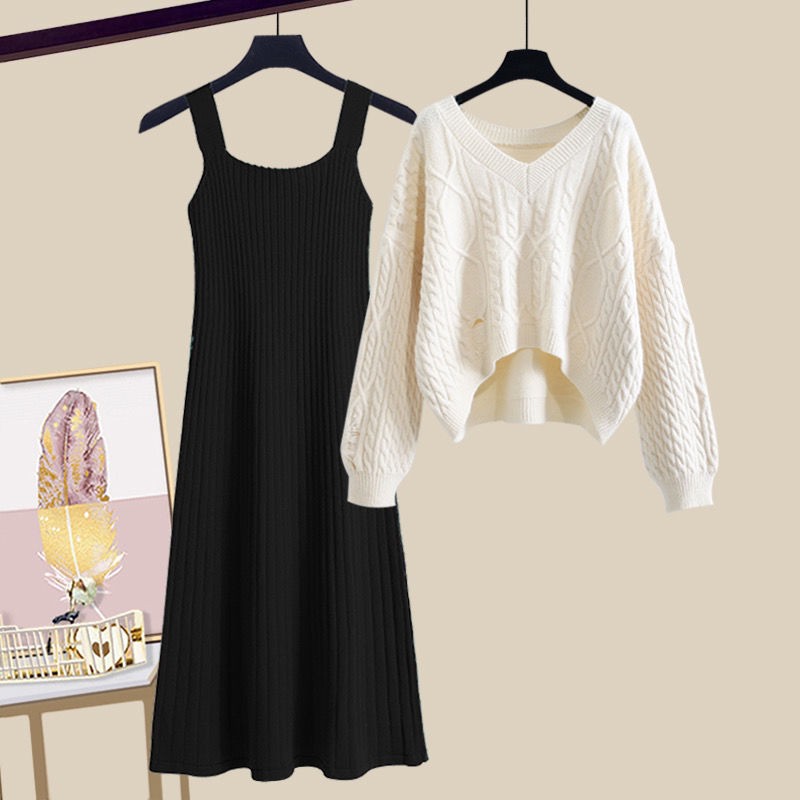 Set áo len tay dài kèm chân váy thời trang cho bé gái