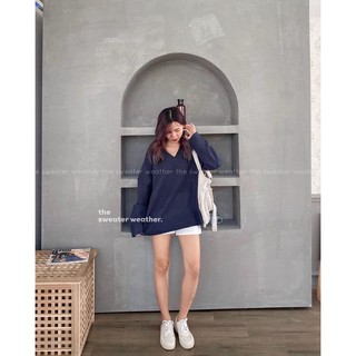 Áo len cổ v oversize AL8