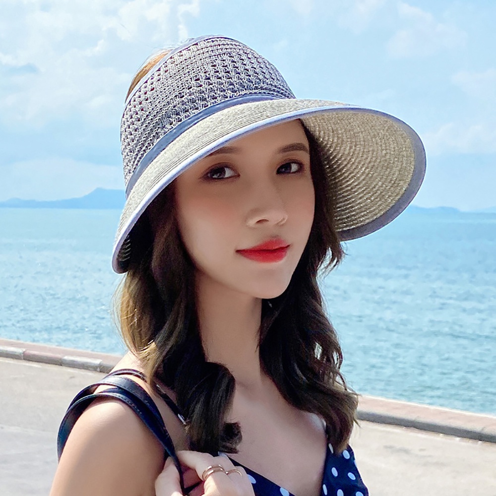 Mũ rơm mềm mại màu trơn thắt nơ có thể gấp lại thời trang mùa hè cho nữ