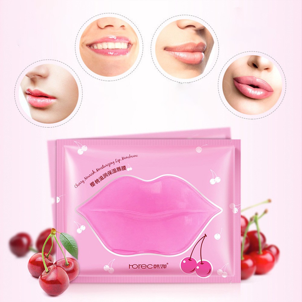 Miếng ủ mặt nạ môi Collagen Cherry Rorec dưỡng ẩm làm mềm dưỡng hồng mờ thâm môi mỹ phẩm nội địa Trung