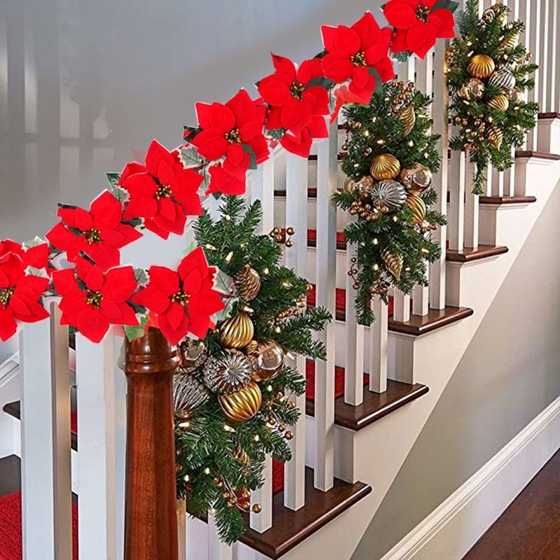 Dây Đèn Led 2m 10 Bóng Hình Hoa Poinsettia Độc Đáo Trang Trí Giáng Sinh