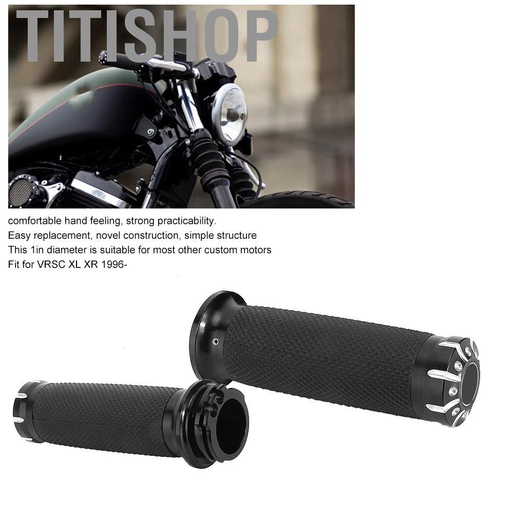 Titishop 2Pcs Stainless Steel Motorcycle Handle Bar Grips End Fit For VRSC XL XR 1996-