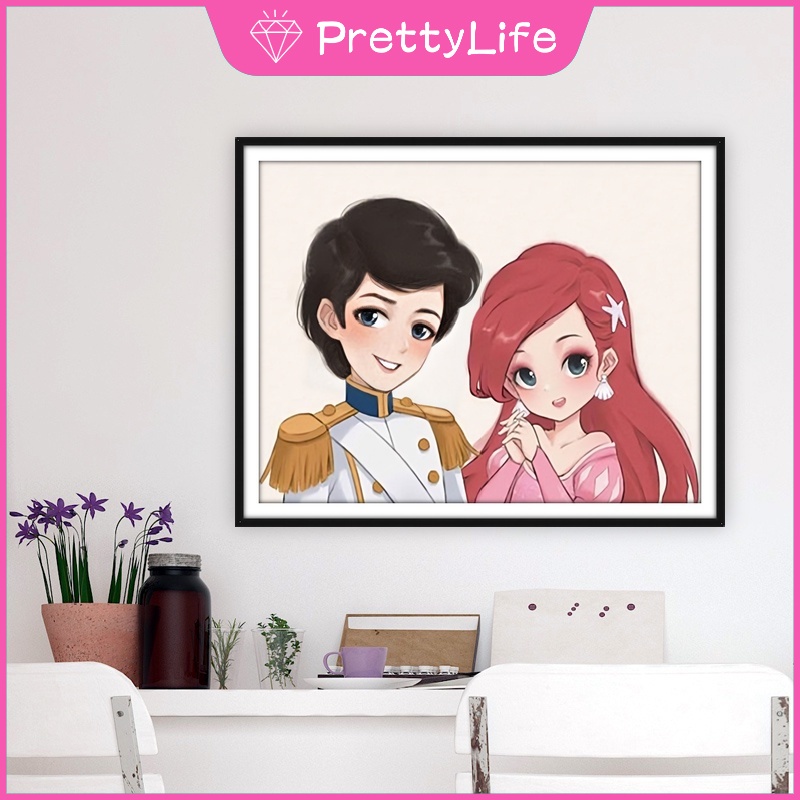 DISNEY Bộ Tranh Đính Đá 5D Tự Làm Hình Công Chúa Và Hoàng Tử 50x40cm/40x30cm Trang Trí Nhà Cửa