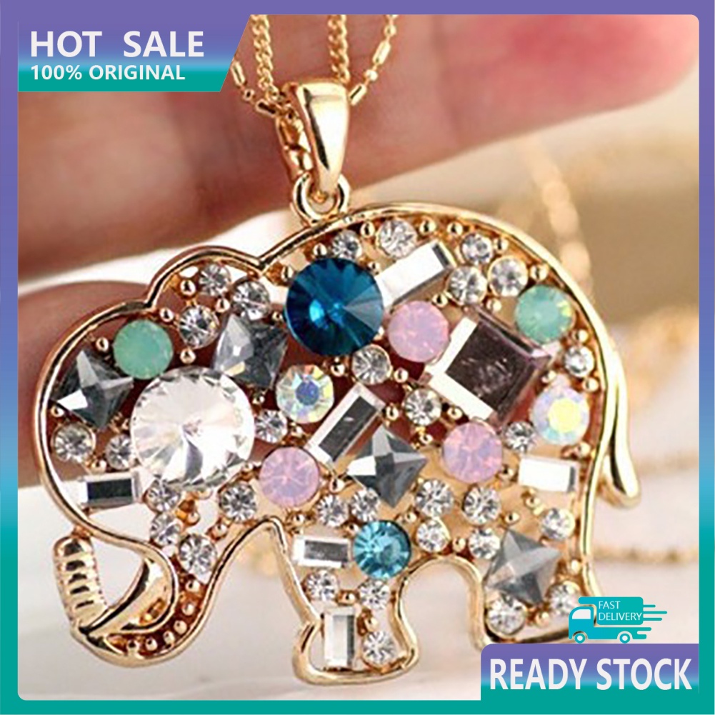 Vòng cổ Dài Mặt Hình Chú Voi Đính Đá Nhân Tạo Lấp Lánh Xinh Xắn Cho Nữ