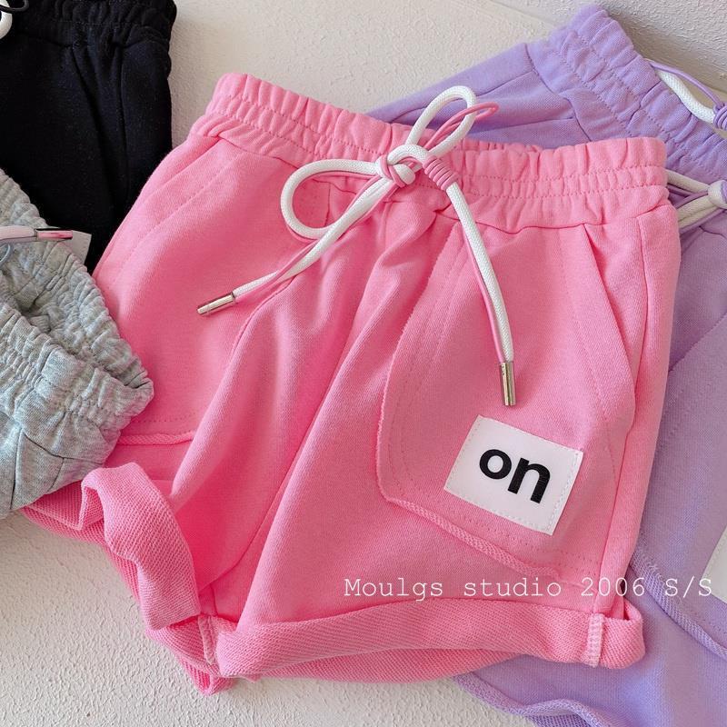 Quần đùi thể thao vải cotton dáng rộng phong cách mùa hè phong cách Hàn Quốc trẻ trung