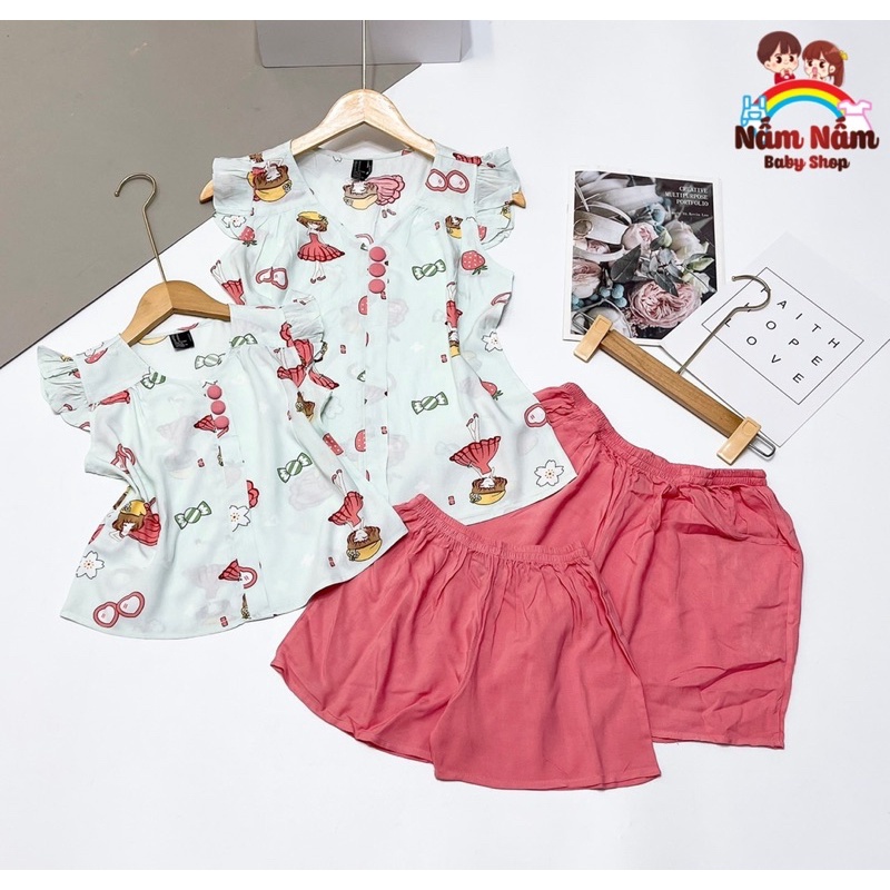 Set đồ đôi mẹ và bé chất lanh(hàng F21)