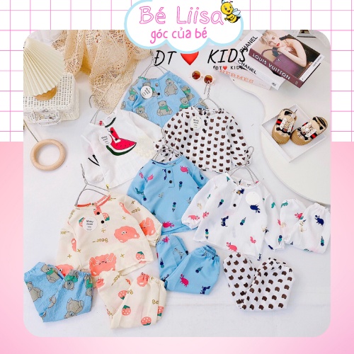 Pijama cho bé, bộ đồ cho bé trai bé gái chất đũi mềm nhẹ, họa tiết dễ thương cho bé từ 7-17kg