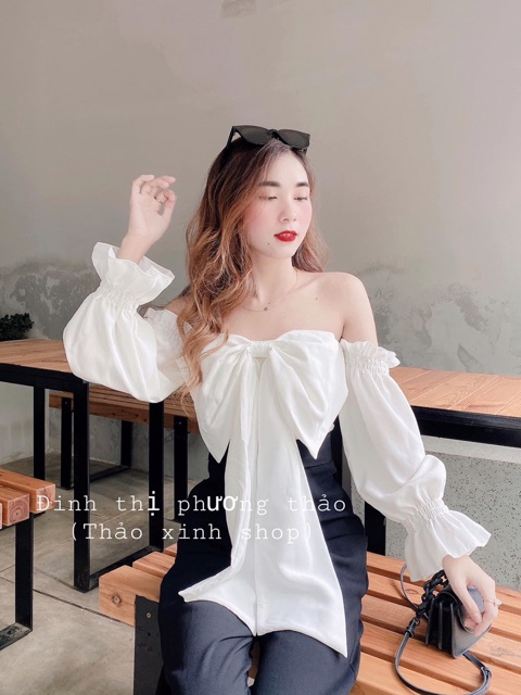 ♻️Set Bộ Ống Suông + Áo Bẹt Vai Nơ To