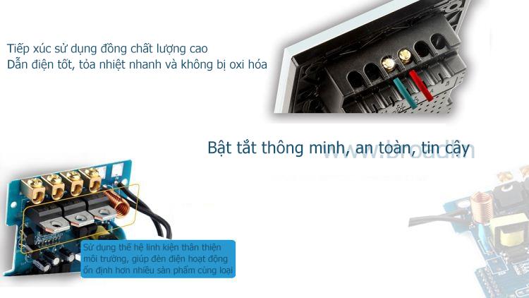 Bộ công tắc cảm ứng, điều khiển từ xa Broadlink TC2 GM3 chuẩn US -Loại 3 phím mặt hình chữ nhật theo tiêu chuẩn Việt Nam